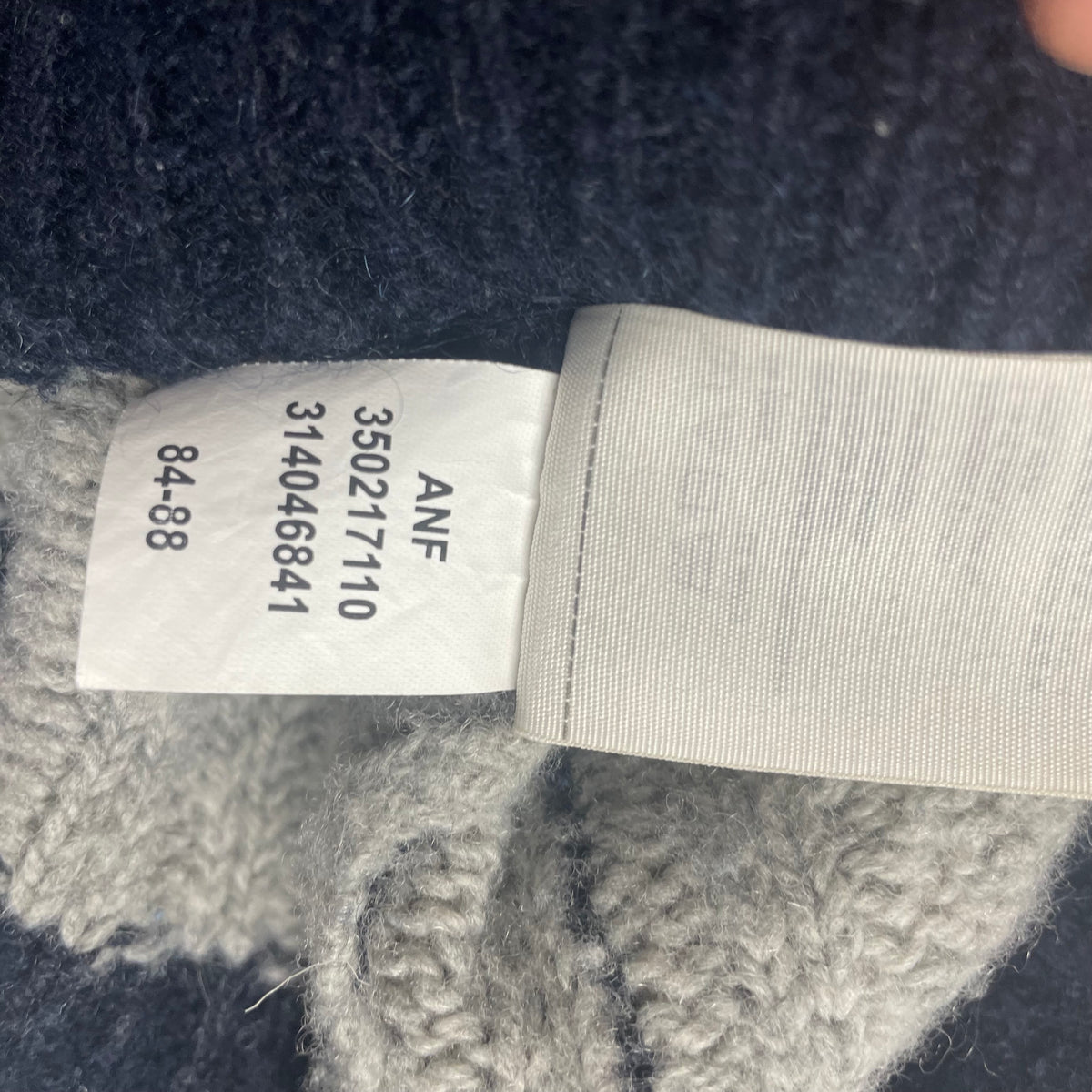 Y2K Hollister Navy Grey Stripe Cable Knit Cardigan Sweater S Preppy