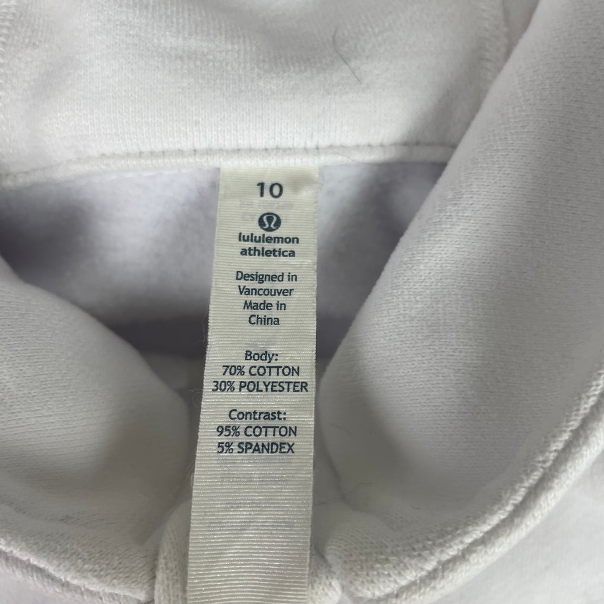 Lululemon White Scuba Full Zip Hoodie 10 Thumbholes Minimalist Casual