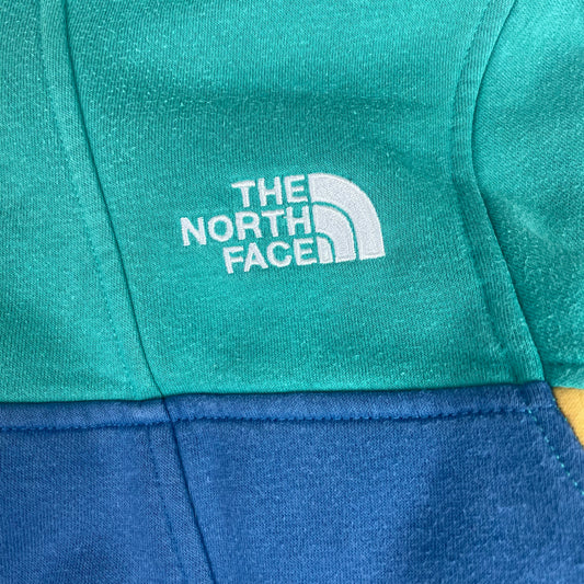 North Face Green Blue Yellow Colorblock Snap Button Sweatshirt M