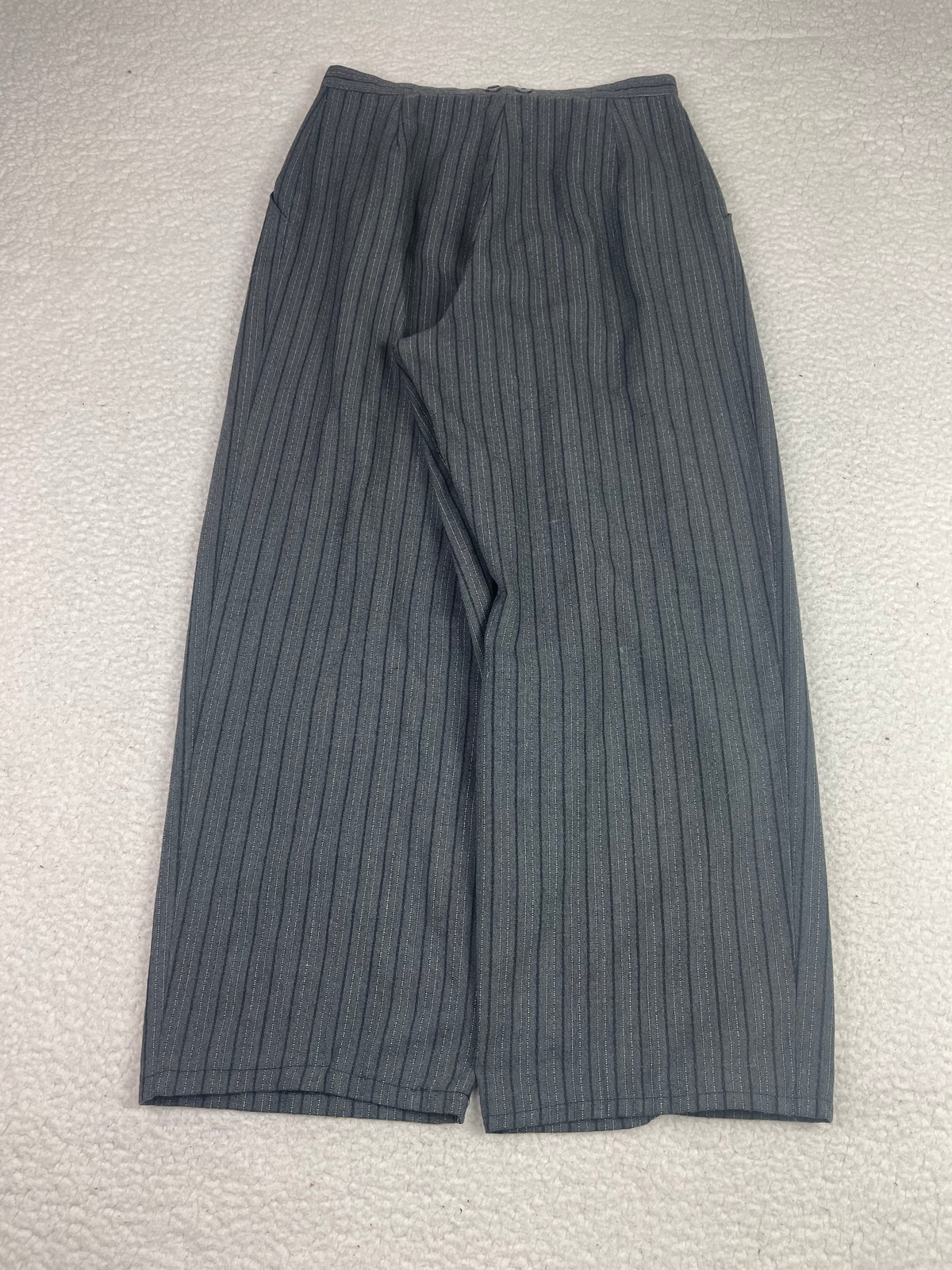 Vintage LA Style Grey Pinstripe Baggy Barrel Wide Leg Trousers 10