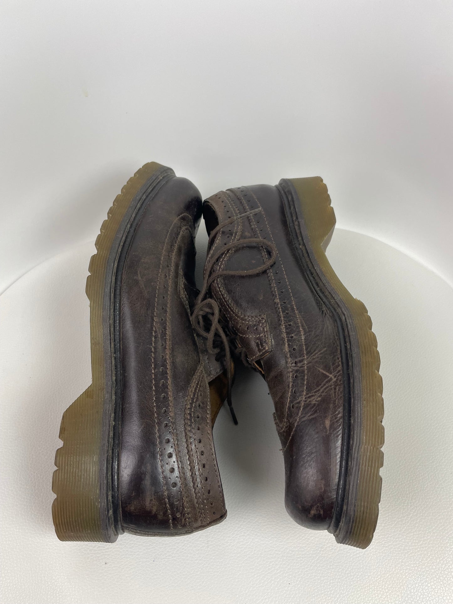 Unisex Doc Martens Wingtip Brogue Oxford Brown Leather Shoes