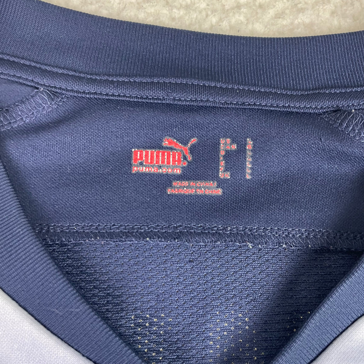 Y2K Puma Navy Blue Italia Soccer Jersey L FIGC Crest Bloke Core