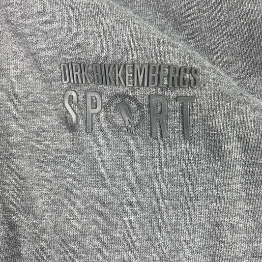 Dirk Bikkembergs Grey Red Sport Full Zip Cotton Hoodie (S)