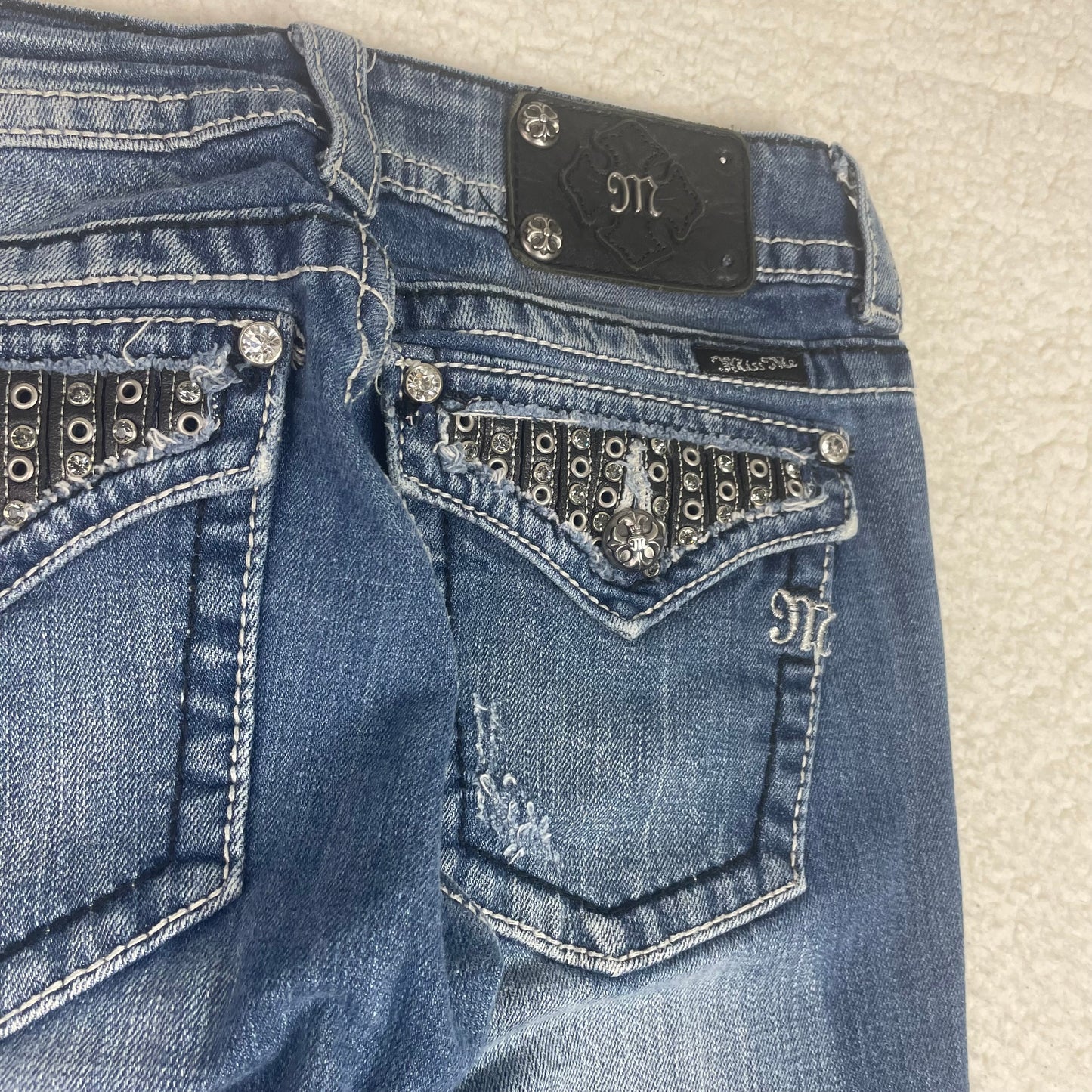 Missme Straight Leg Light Wash Blue Low Rise Jeans