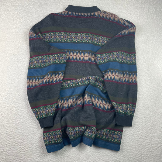 Vintage Riggins Fair Isle Aztec Long Sleeve Polo Sweater