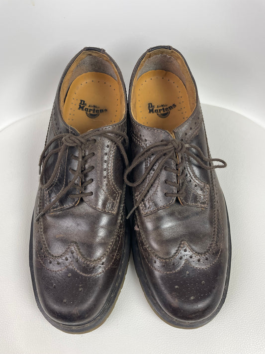 Unisex Doc Martens Wingtip Brogue Oxford Brown Leather Shoes