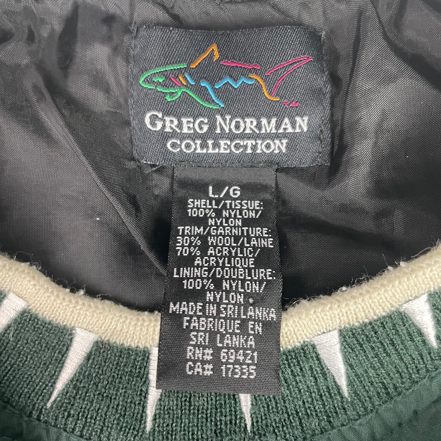 Greg Norman Green Shark Tooth Windbreaker Pullover Jacket