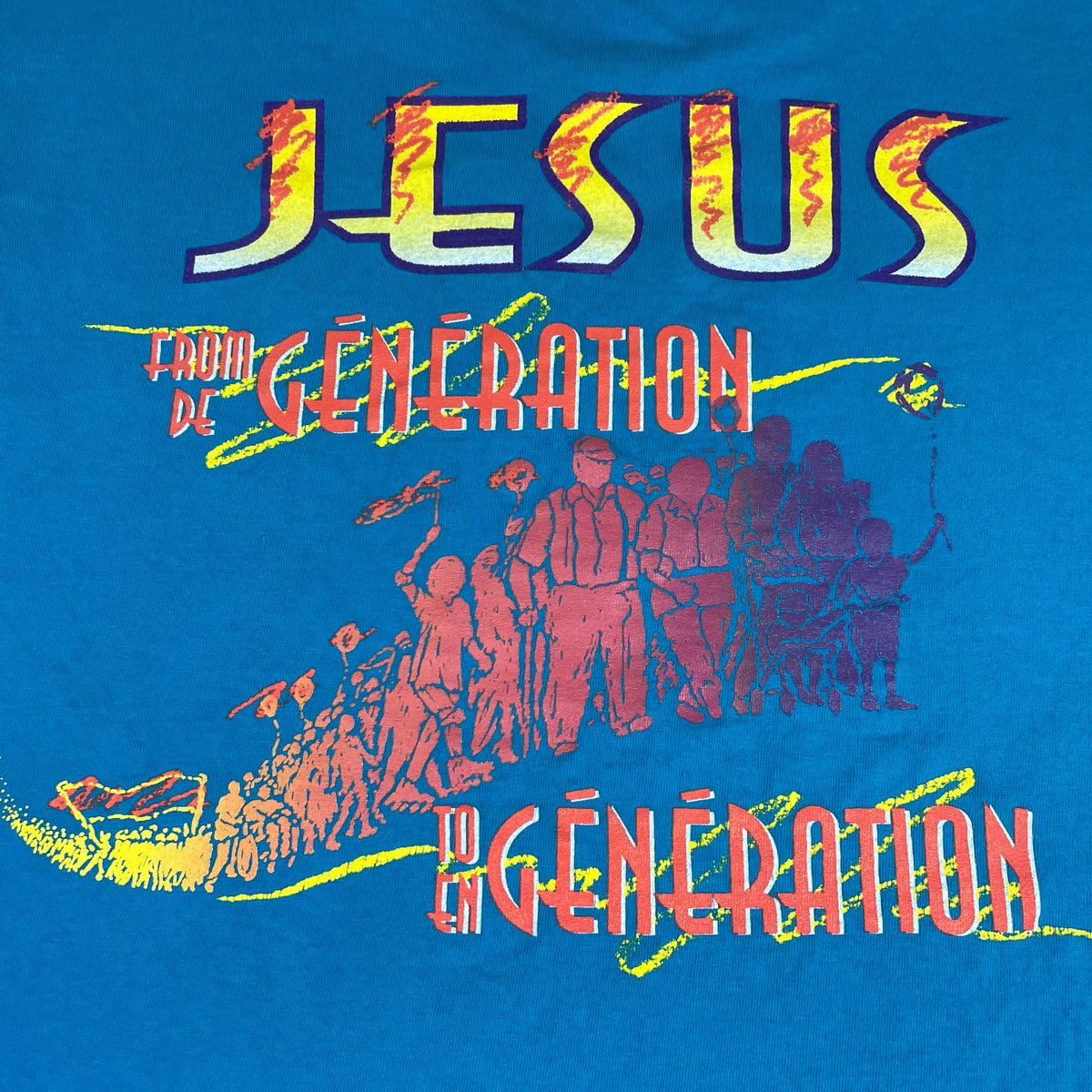 Vintage Blue March For Jesus Christian Single Stitch Graphic Shirt XL