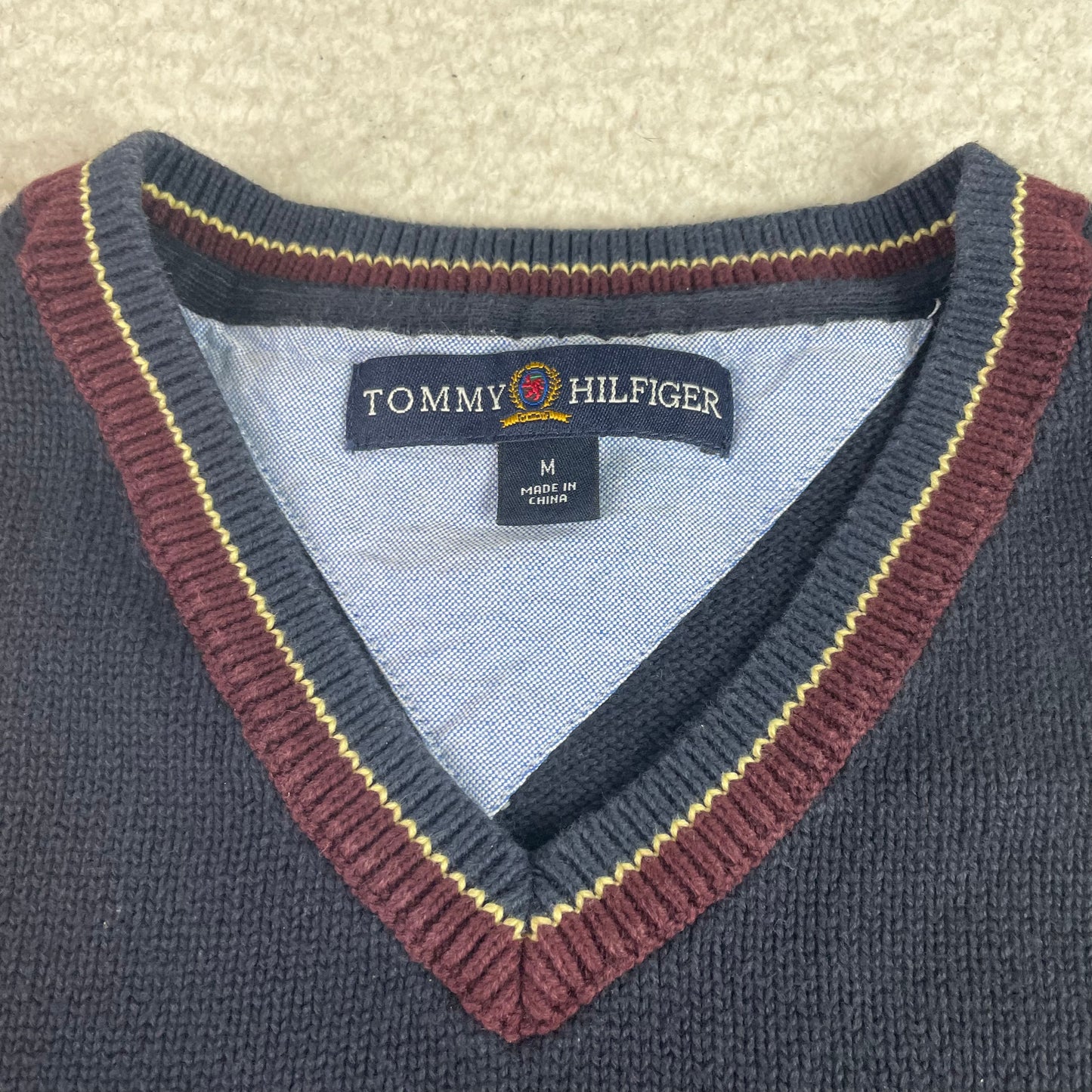 Vintage Tommy Hilfiger Navy Blue Academia Crest Vest