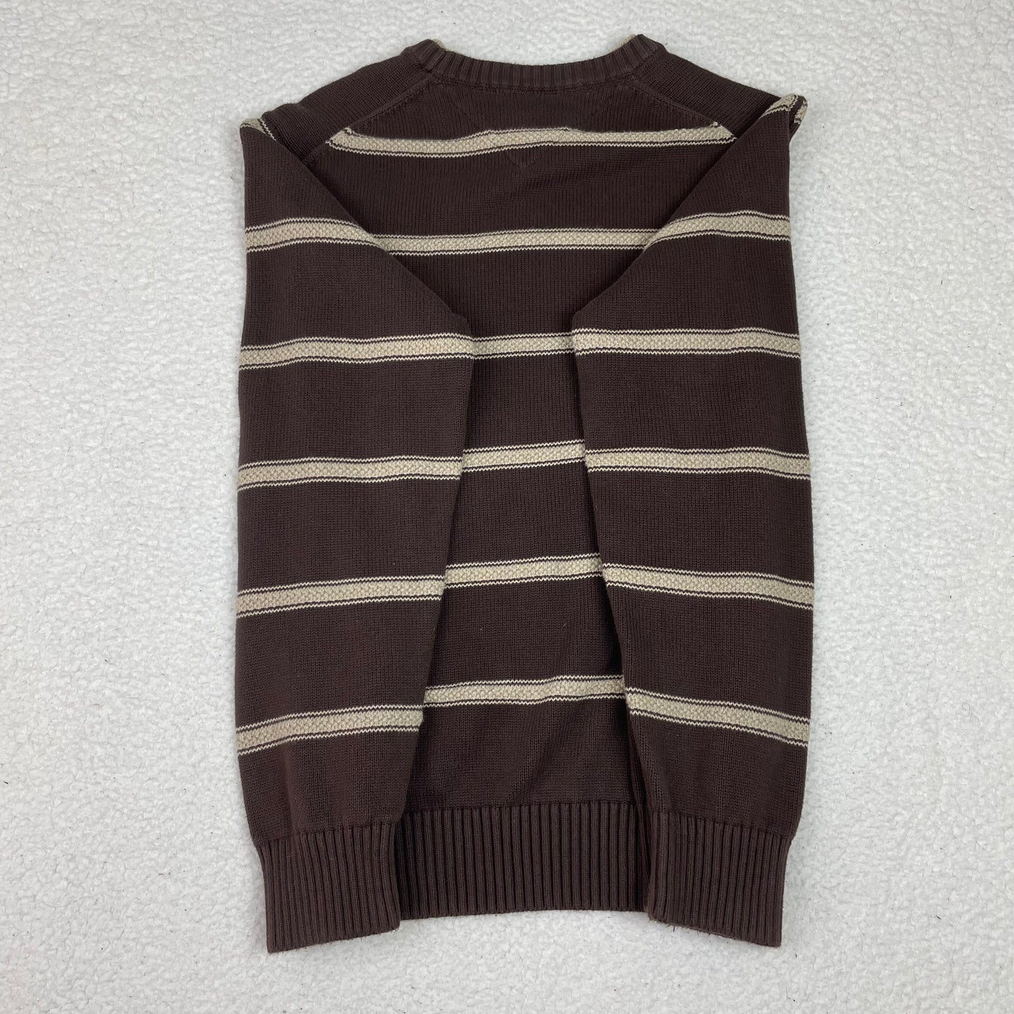 Y2K Tommy Hilfiger Brown Stripe Crew Neck Sweater