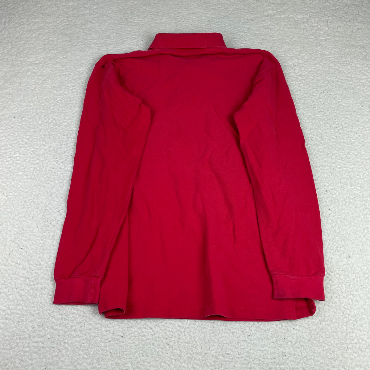 Vintage Burberrys Red Embroidered Crest Long Sleeve Polo Shirt L