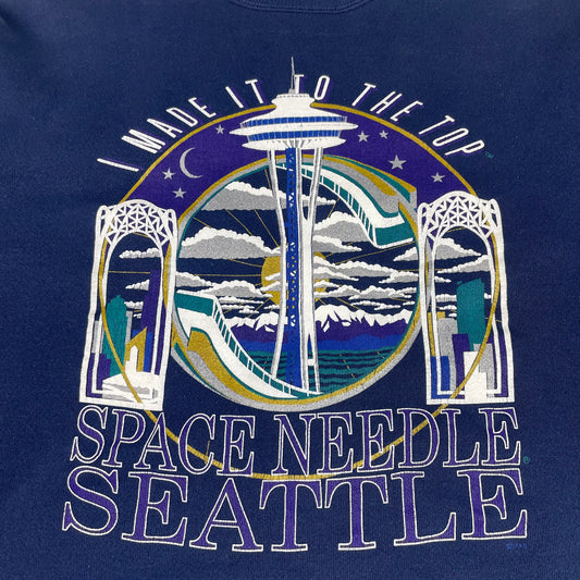Vintage Hanes Navy Space Needle Seattle I Made It To The Top Sweatshirt M