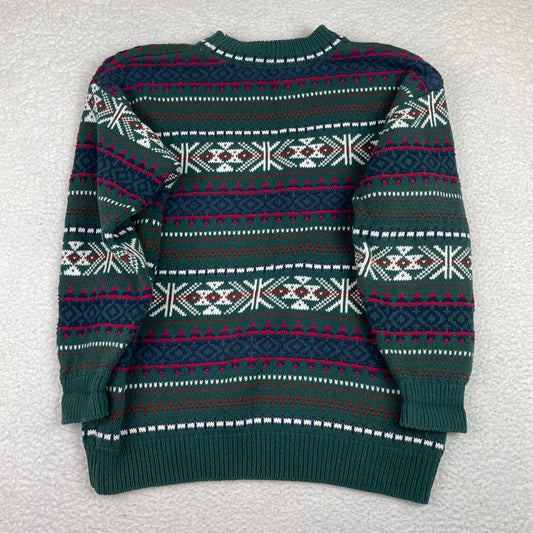 Vintage Fair Isle Nordic Green Blue Red Sweater
