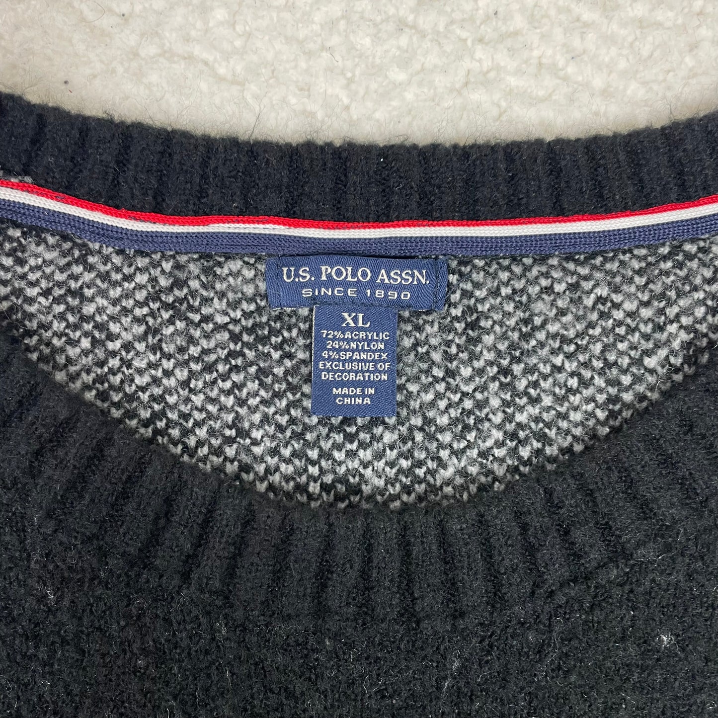 US Polo Assn Star Graphic Boxy Black Sweater