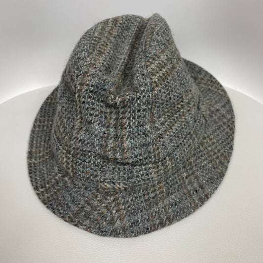 Vintage Donegal Tweed Grey Multi Wool Fedora Hat 7 1/2 Irish Heritage