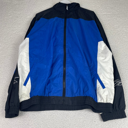 Vintage Reebok Blue Black White Colorblock Nylon Windbreaker Jacket XL