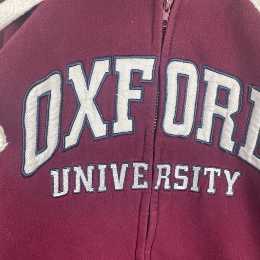 Vintage Official License Oxford University Red Zip Up Hoodie