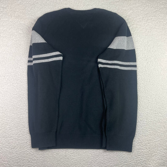 Tommy Hilfiger Knit Horizontal Stripe Gray Navy Blue Sweater