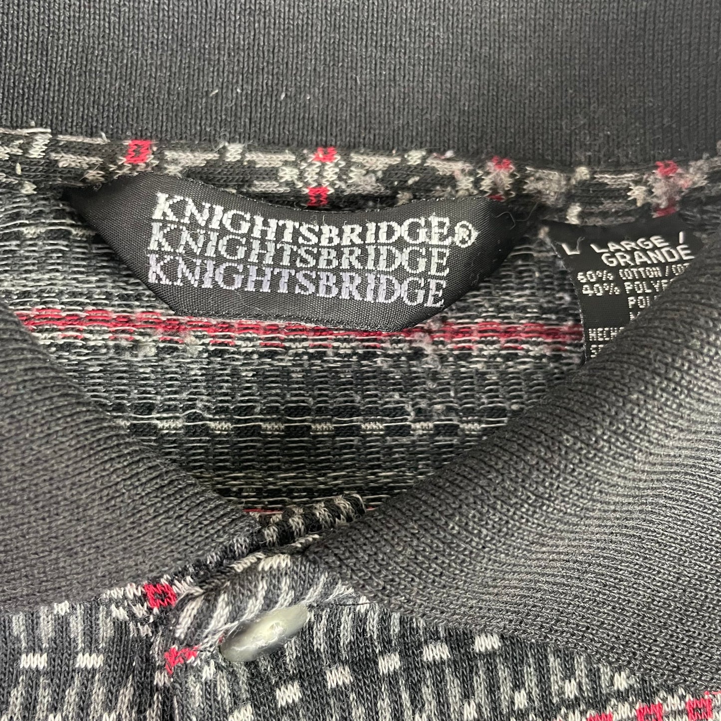 Vintage Knightsbridge Geometric Knit Polo Sweater