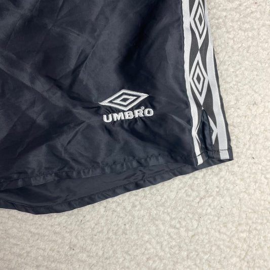 Umbro Black White Logo Tape Athletic Soccer Shorts S