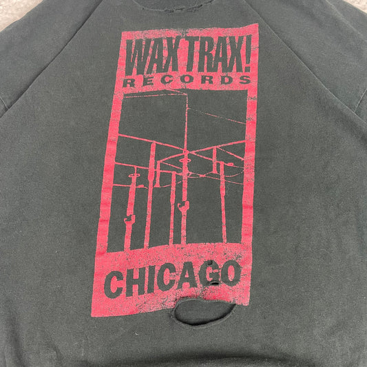 Vintage Fruit Of The Loom Wax Trax! Records Chicago Shirt XL Distressed