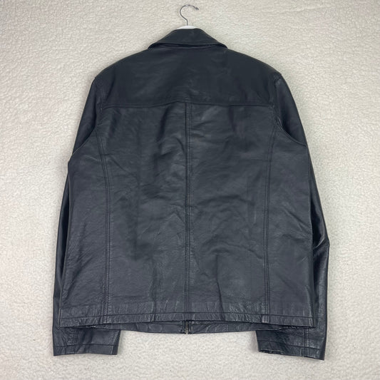 Vintage Leather Harrington Style Black Zip Up Jacket
