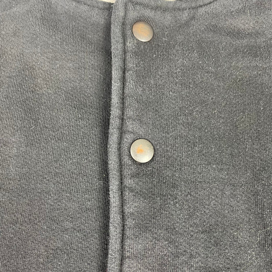 American Apparel Black Fleece Varsity Jacket L Striped Trim Snap Button USA
