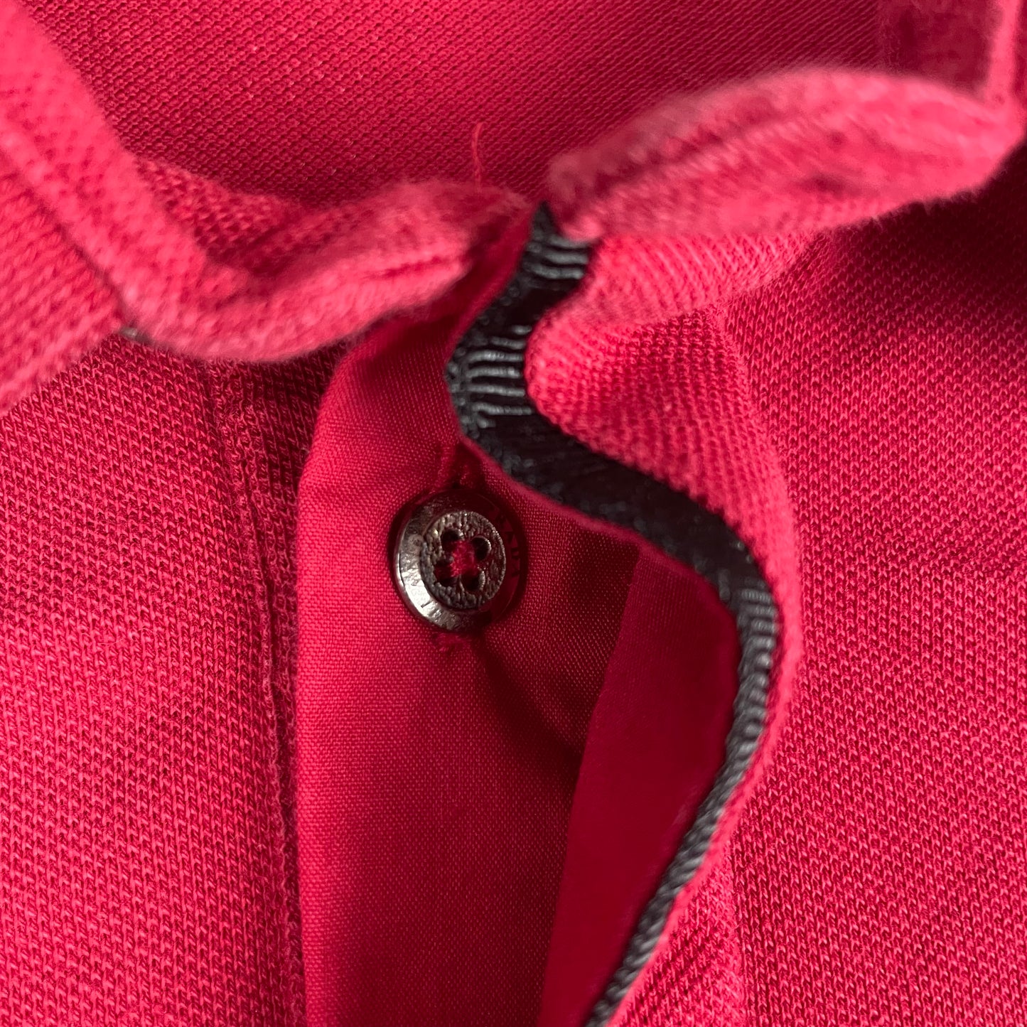 Prada Milano Red Short Sleeve Polo Shirt with Logo Patch