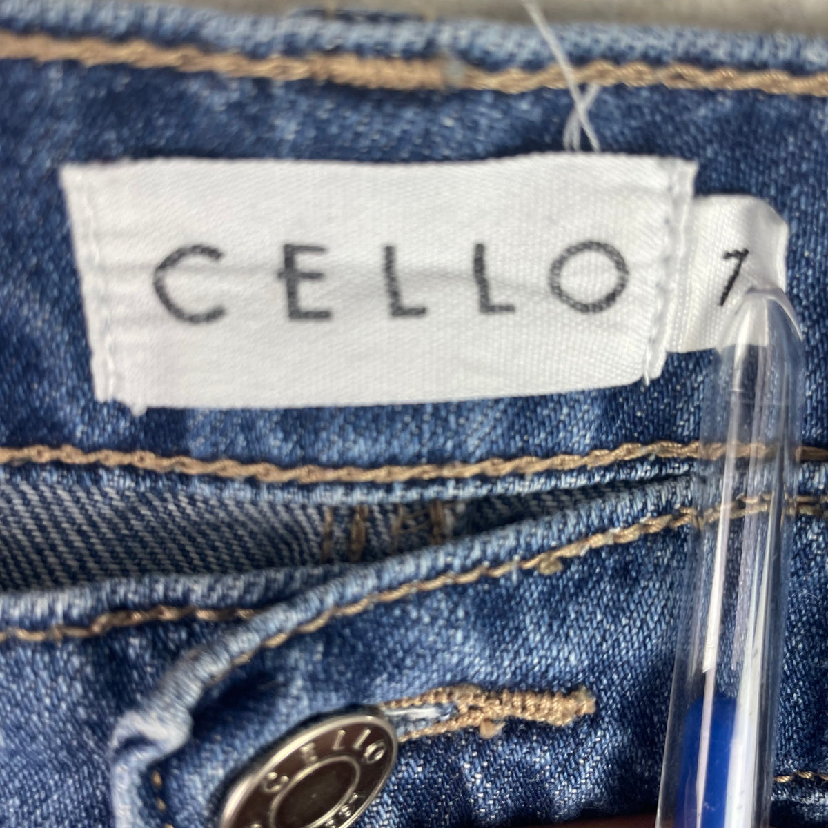 Y2K Cello Blue Denim Baggy Cargo Jeans Size 7 Wide Leg Grunge Streetwear