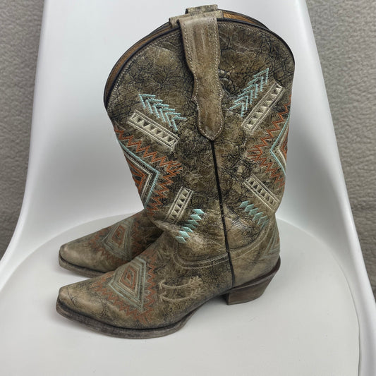 Vintage Corral Turquoise Aztecan Genuine Leather Cowboy Boots