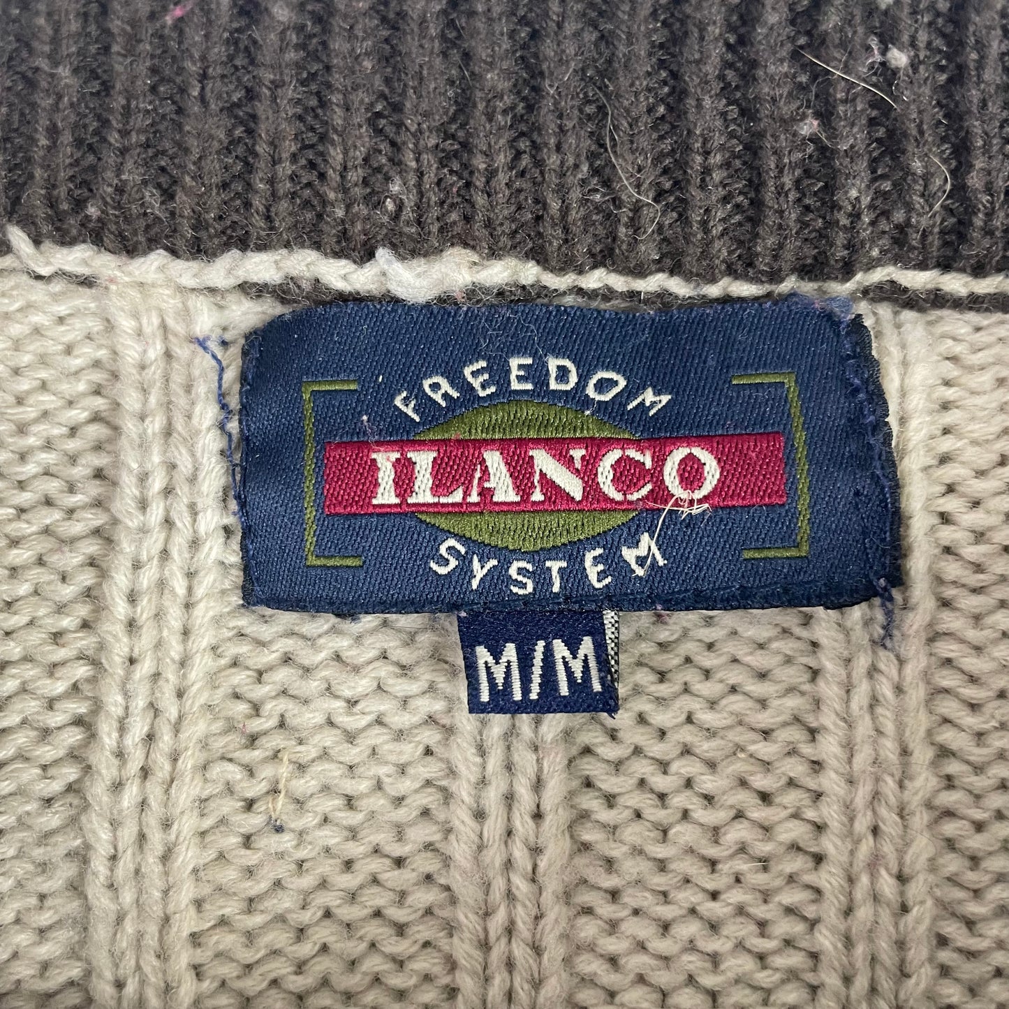 Vintage Stripe Ribbed Chunky Knit Biege Sweater