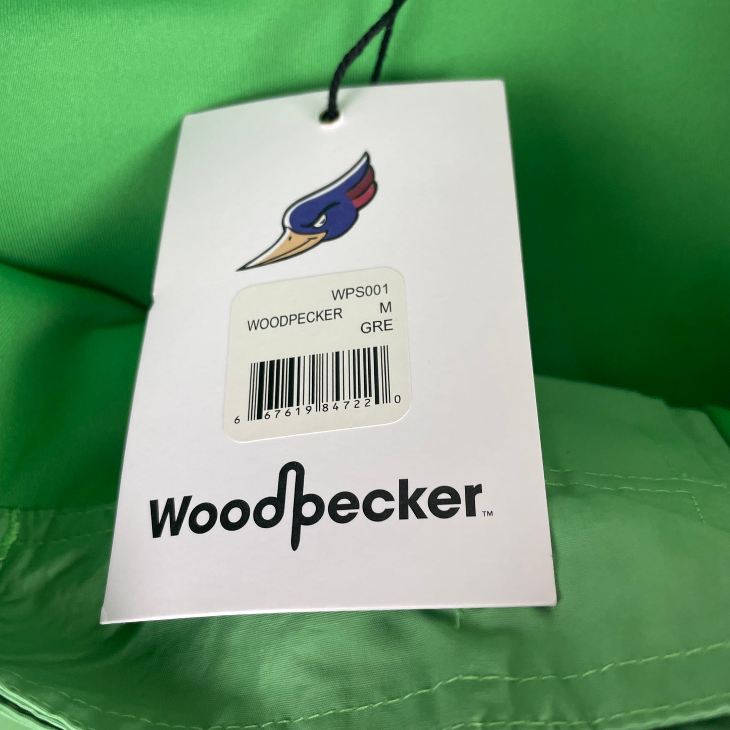 Woodpecker Green Striped Waist Embroidered Logo Board Shorts Swim Trunks
