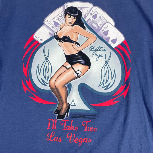 Vintage Jerzees Blue Bettie Page Las Vegas Pinup Graphic T-Shirt L