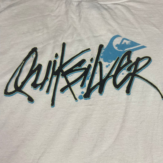 Y2K Quiksilver White Graphic Logo Surf Skate Shirt XXL
