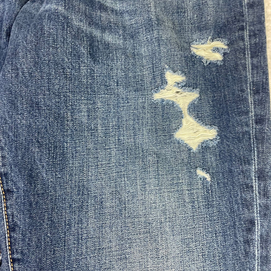 Abercrombie & Fitch Blue Distressed Slim Straight Jeans 36x30 Rehemmed