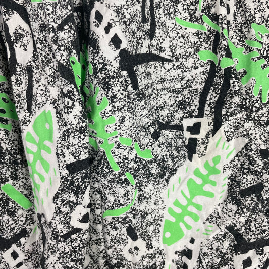 Vintage T&D Surfwear Black Green Abstract Print Cotton Beach Pants OSFA