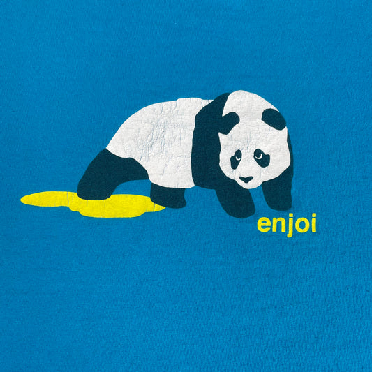 Enjoi Blue Peeing Panda Graphic Skate Streetwear Shirt Medium Distressed