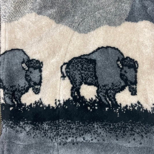 Vintage Outback Trading Co Grey Buffalo Wildlife Fleece Vest MD Gorpcore