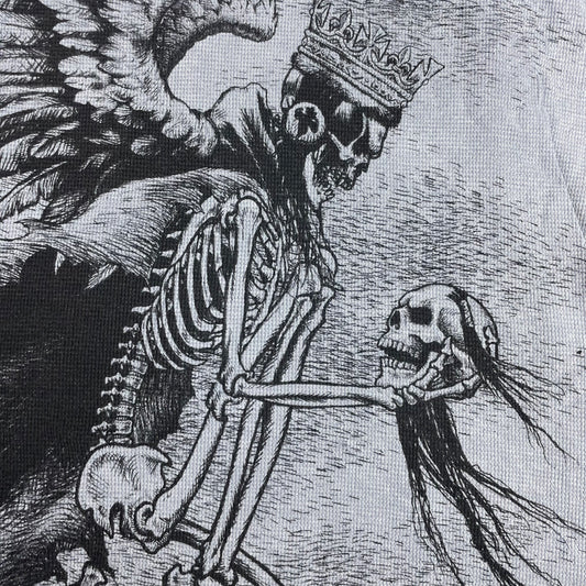Y2K Affliction Grey Thermal Shirt Winged Skeleton Skull Graphic Grunge (L)