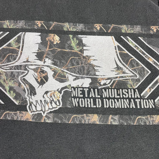 Y2K Metal Mulisha Black Camo Skull World Domination Tank Top (L) Grunge