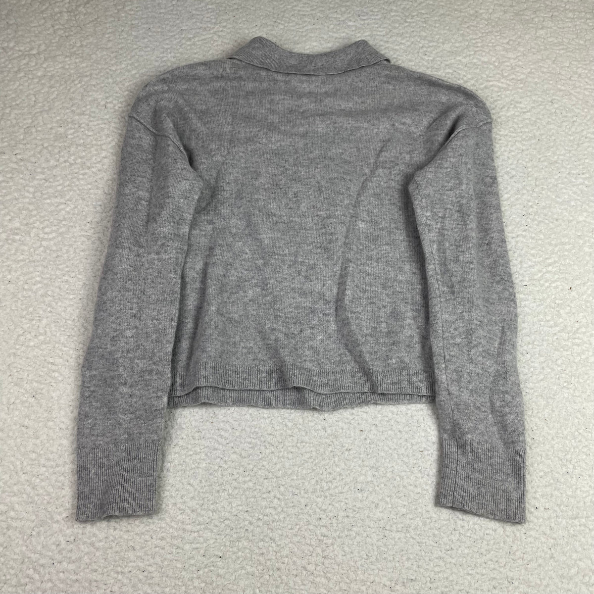 Pilcro Grey Pure Cashmere The Jensen Polo Sweater (M) Minimalist Letterpress