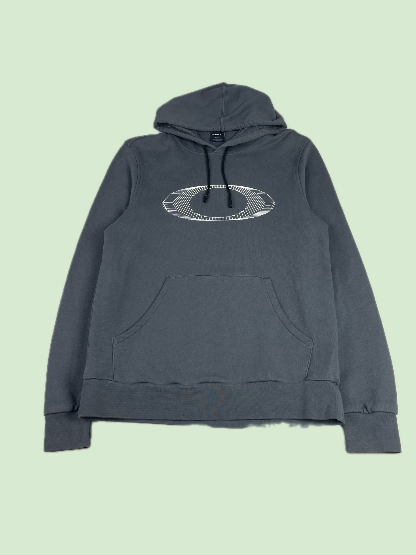 Y2K Center Logo Oakley Grey Graphic Logo Pullover Hoodie