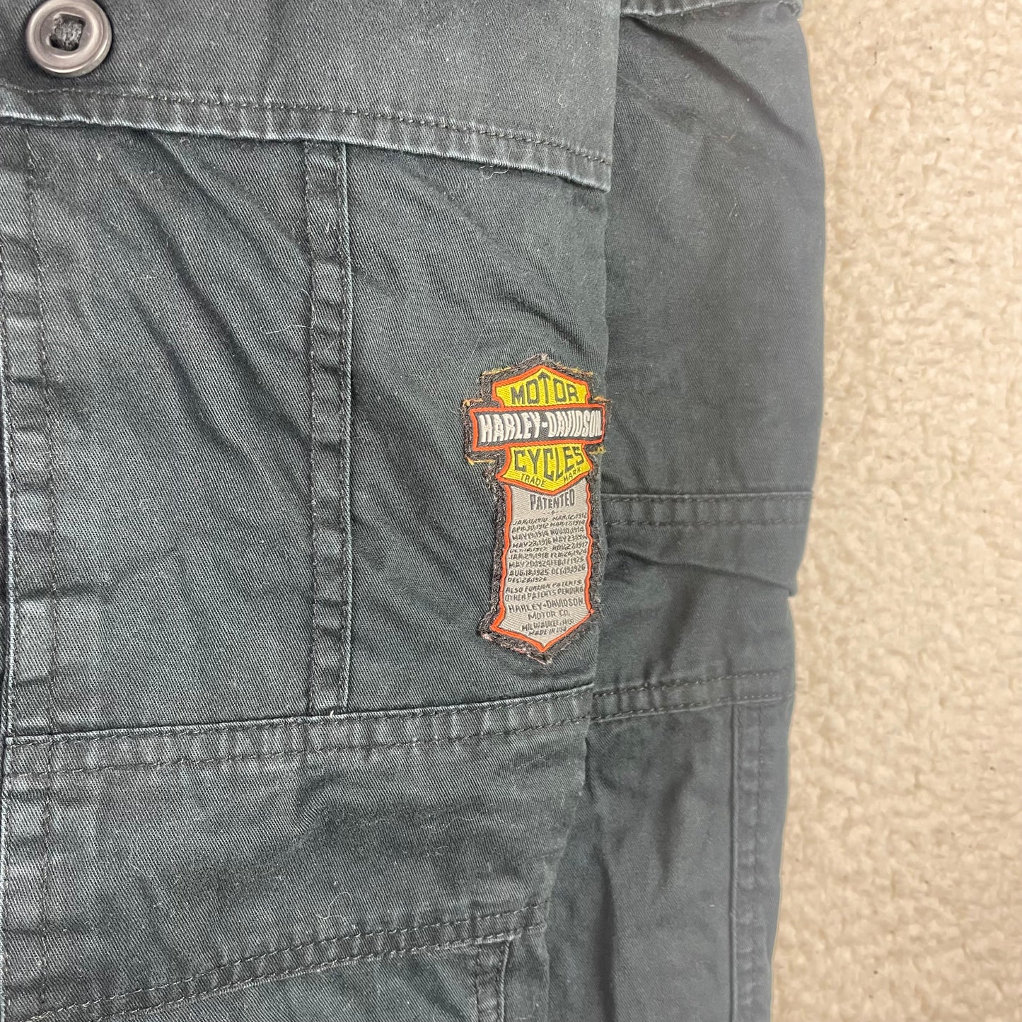 Vintage Harley Davidson Baggy Charcoal Black Cargo Pants