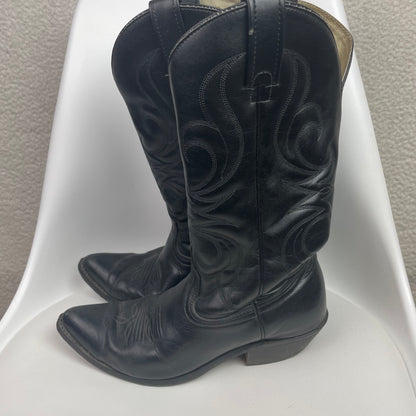 Vintage Bull Rider Black Genuine Leather Cowboy Boots