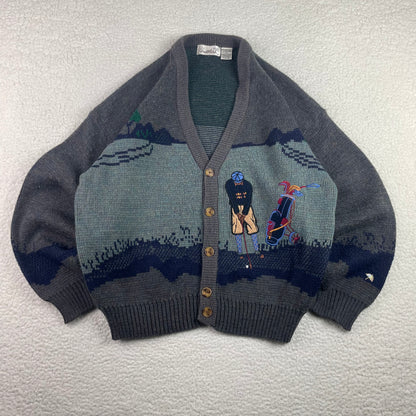Vintage Arnold Palmer Golf Embroidery Indigo Cardigan Sweater