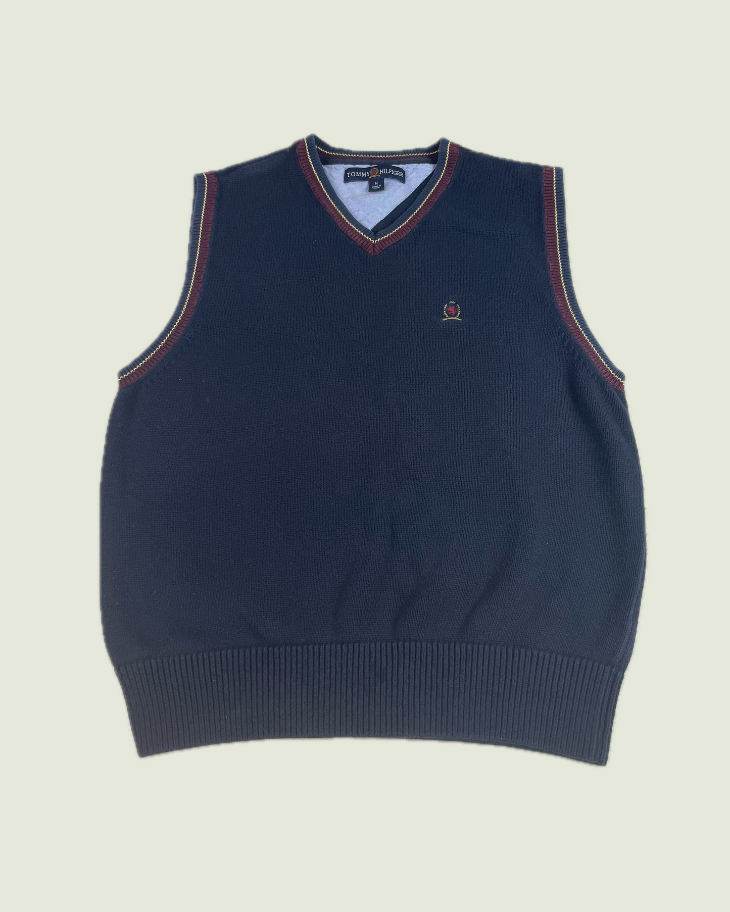 Vintage Tommy Hilfiger Navy Blue Academia Crest Vest