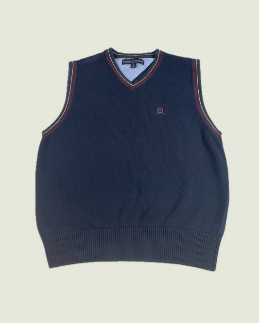 Vintage Tommy Hilfiger Navy Blue Academia Crest Vest
