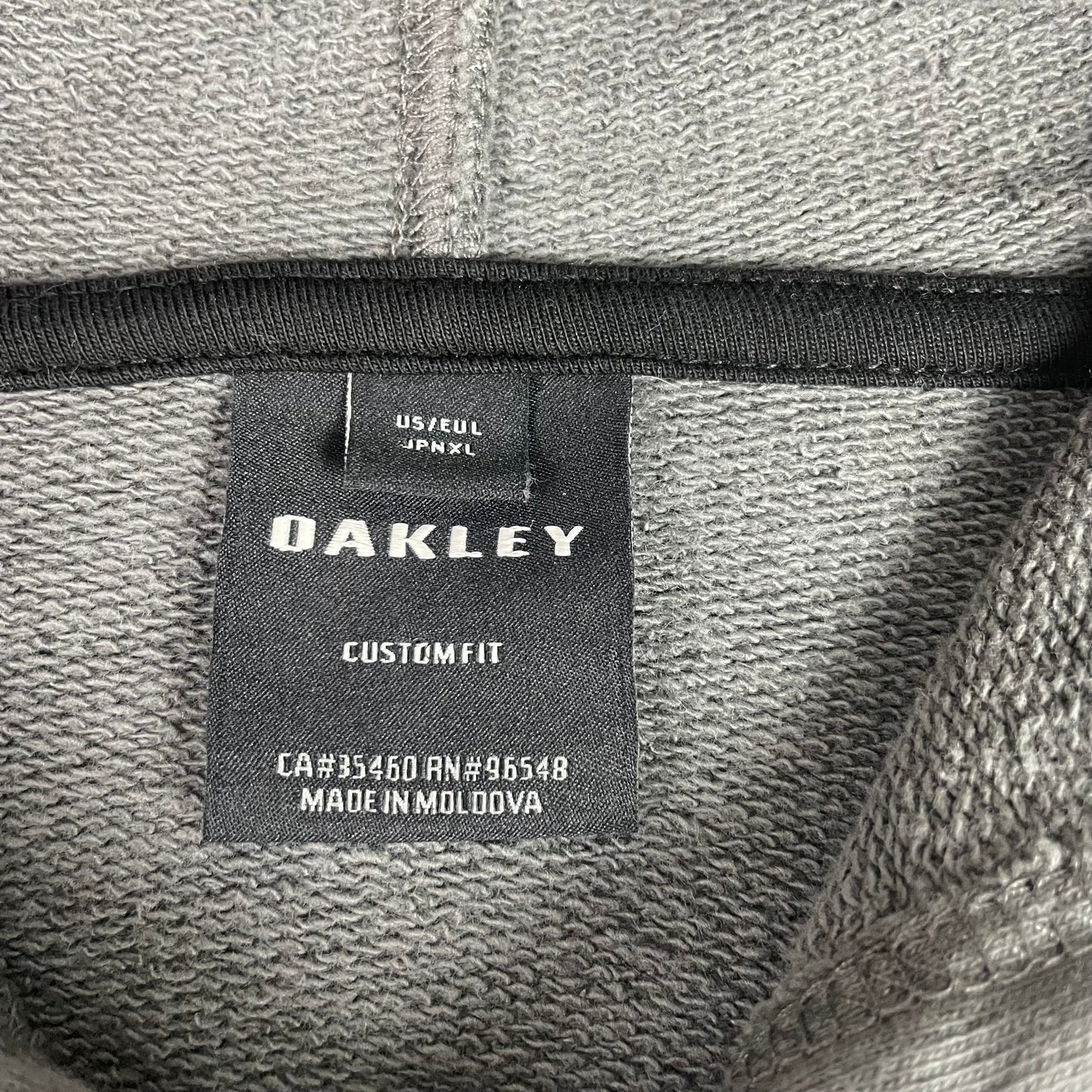 Y2K Center Logo Oakley Grey Graphic Logo Pullover Hoodie
