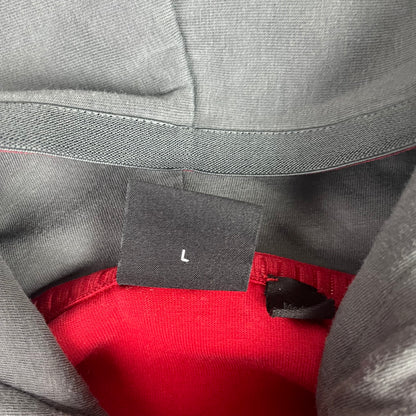 BOSS Red Grey Colorblock Striped Full Zip Hoodie L Minimalist Casual