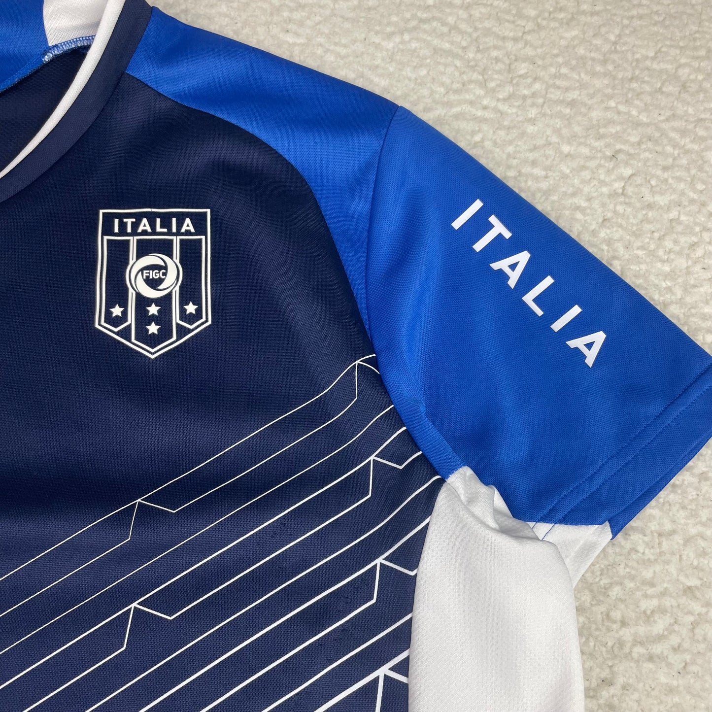 Puma Italia FIGC Soccer Training Jersey Blue White Chevron